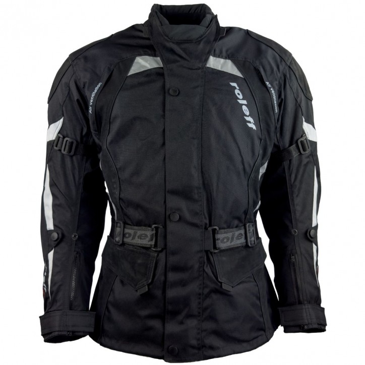 Roleff RO594 - Motorradjacke in Schwarz mit Nubukleder Applikationen Sonderangebot der Fabrik