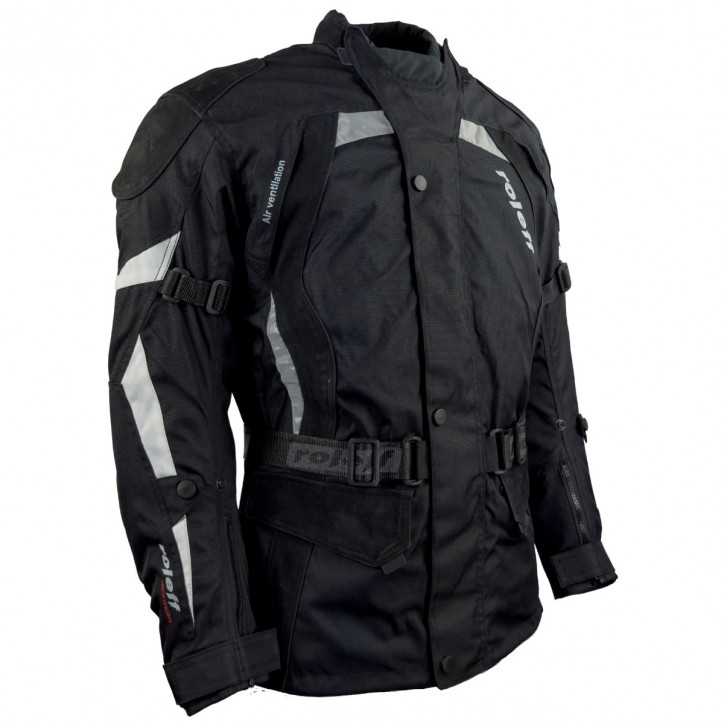 Roleff RO594 - Motorradjacke in Schwarz mit Nubukleder Applikationen Sonderangebot der Fabrik