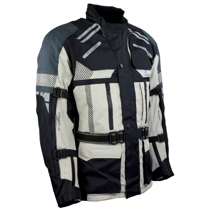 Roleff RO775 - Helle Motorrad- Tourenjacke in Schwarz/Grau Vierteljährliche Förderung