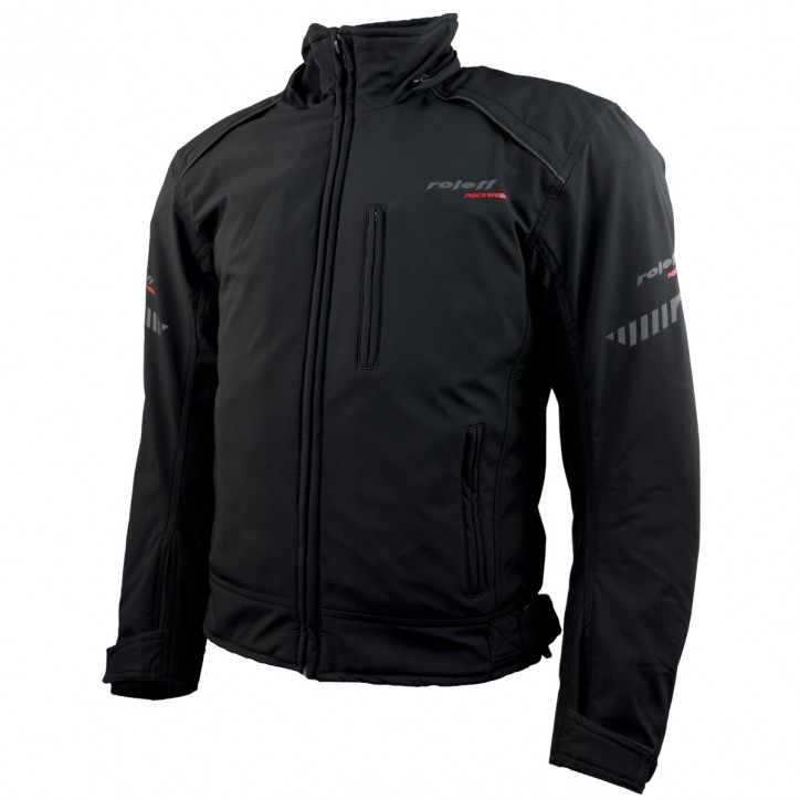 Roleff RO1513 - Schwarze Softshell Motorradjacke mit Hoodie Riesige Rabatte