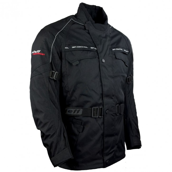 Roleff RO700 - lange Textil Motorradjacke Reno -schwarz Kostenloser Versand international