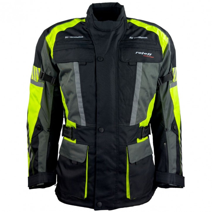 Roleff RO16013 - Motorradjacke in Schwarz / Neongelb Begrenzt auf 3 Tage