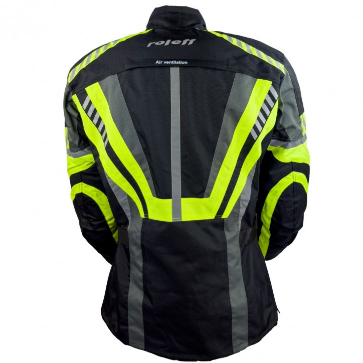 Roleff RO16013 - Motorradjacke in Schwarz / Neongelb Begrenzt auf 3 Tage