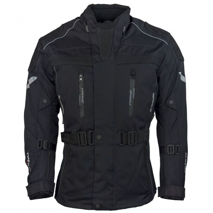 Roleff RO538 - Motorradjacke mit Rindlederapplikationen in Schwarz Speichern exportieren