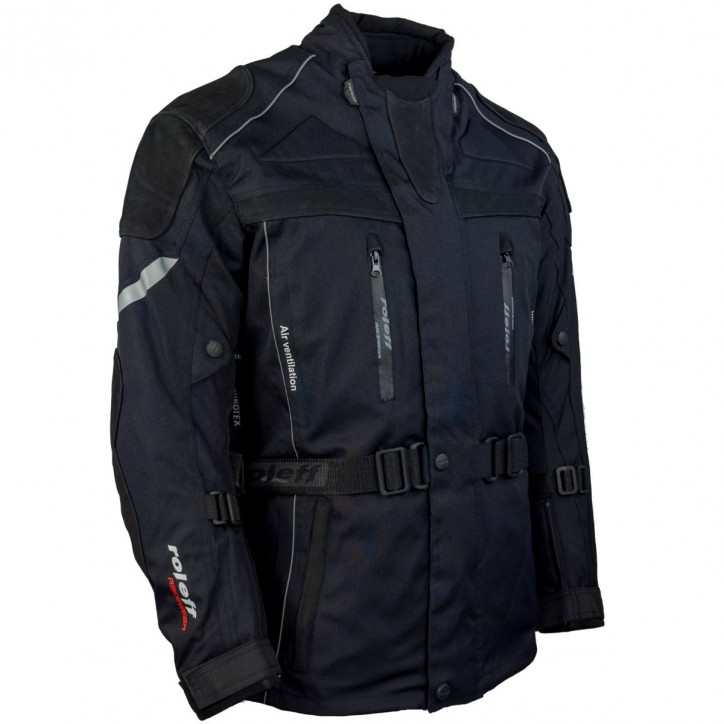 Roleff RO538 - Motorradjacke mit Rindlederapplikationen in Schwarz Speichern exportieren