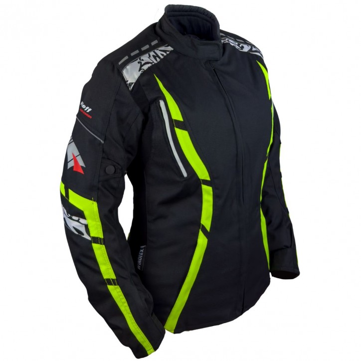 Roleff RO15092 - Motorradjacke für Damen in Schwarz / Neongelb Im Verkauf