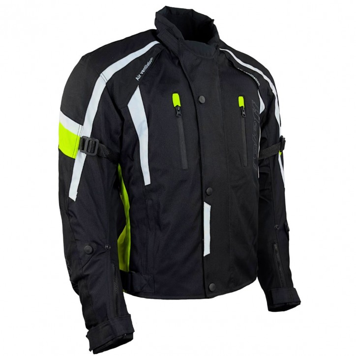 Roleff RO15043 - Kurze Motorradjacke in Schwarz / Neongelb 50% Rabatt für begrenzte Zeit