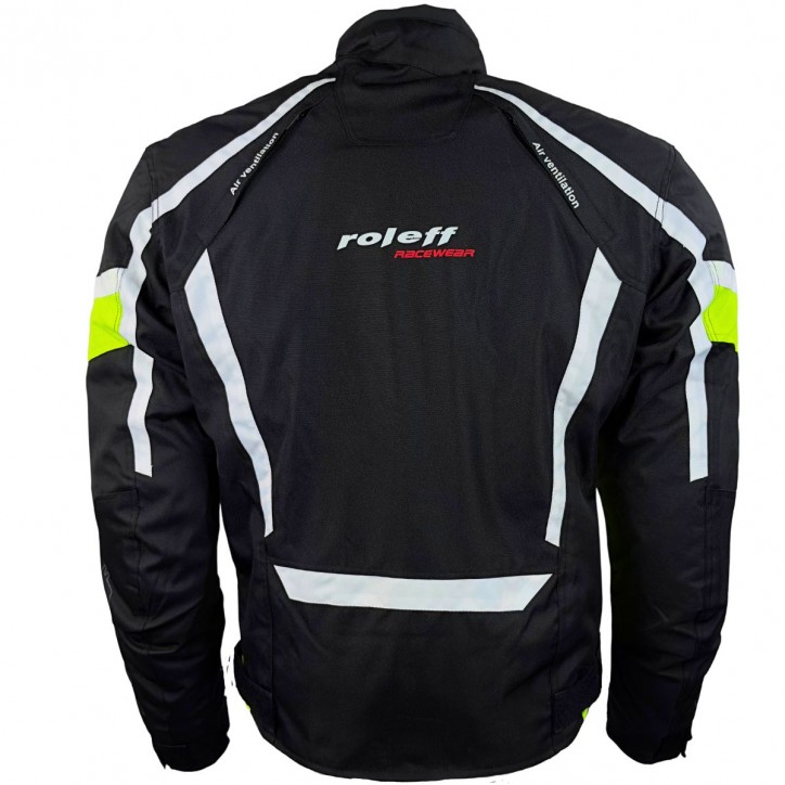 Roleff RO15043 - Kurze Motorradjacke in Schwarz / Neongelb 50% Rabatt für begrenzte Zeit