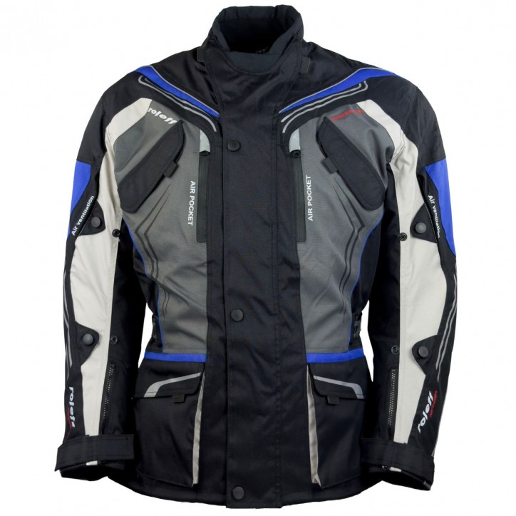 Roleff RO15112 - Motorradjacke in Schwarz / Grau / Weiß / Blau 2025