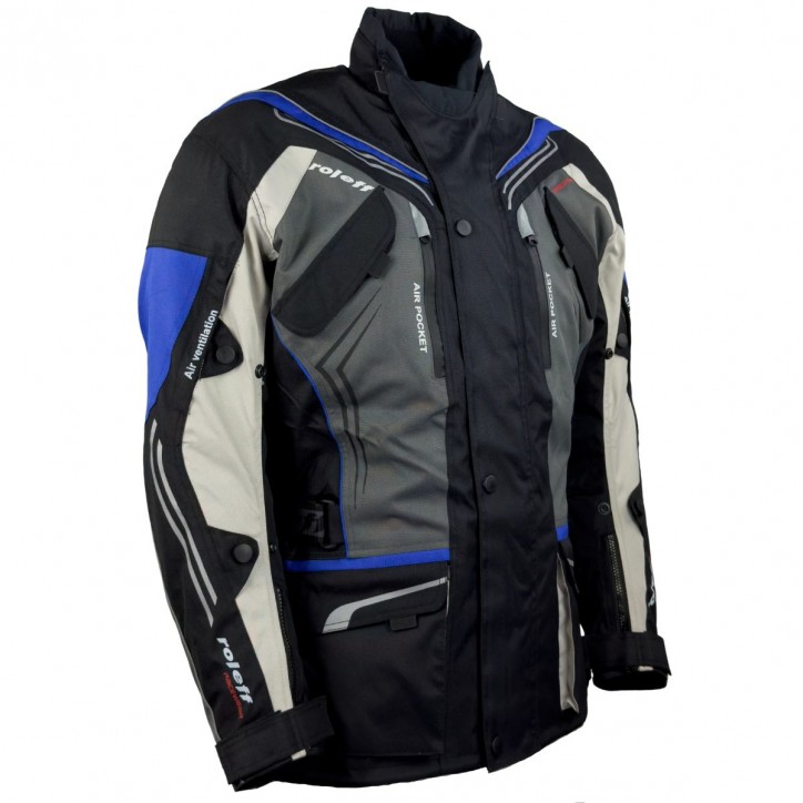 Roleff RO15112 - Motorradjacke in Schwarz / Grau / Weiß / Blau 2025