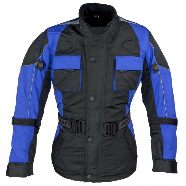 Roleff RO431K Kinder- Motorradjacke, CE-Protektoren, blau Fabrikverkauf