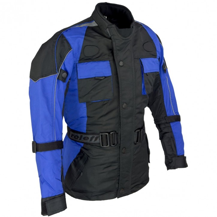 Roleff RO431K Kinder- Motorradjacke, CE-Protektoren, blau Fabrikverkauf