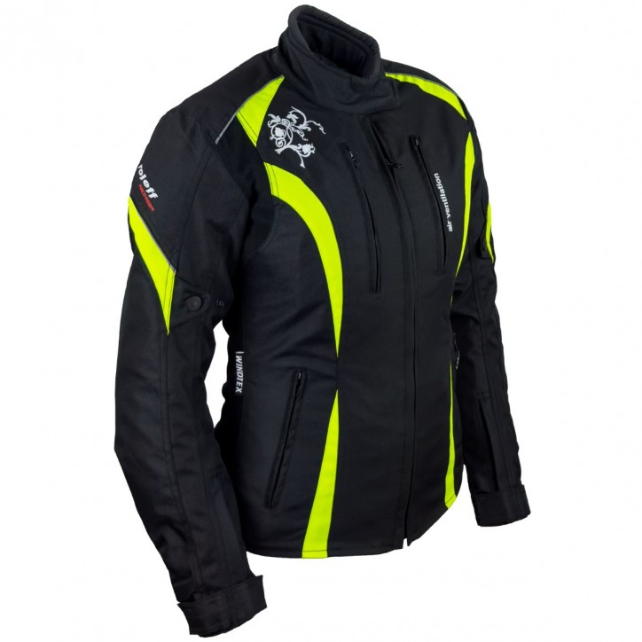 Roleff RO1502 - Motorradjacke für Damen in Schwarz / Neongelb Limitierter Zeitrabatt
