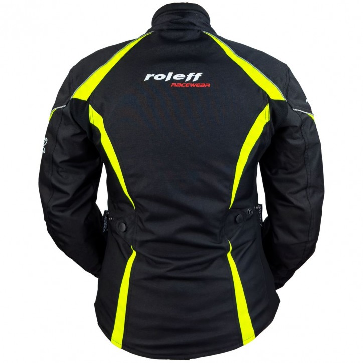 Roleff RO1502 - Motorradjacke für Damen in Schwarz / Neongelb Limitierter Zeitrabatt