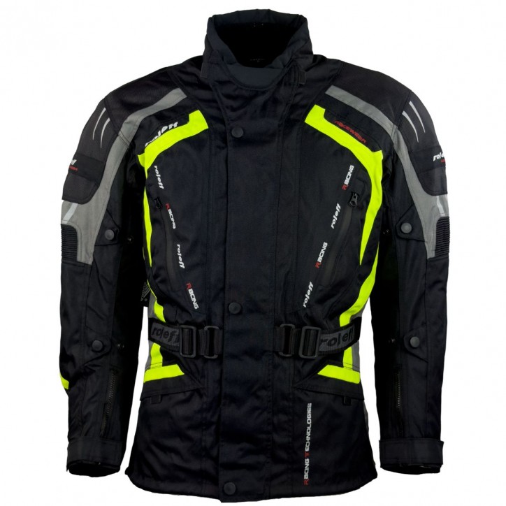 Roleff RO387 - auffällige Motorradjacke in Schwarz / Neongelb Sonderangebot