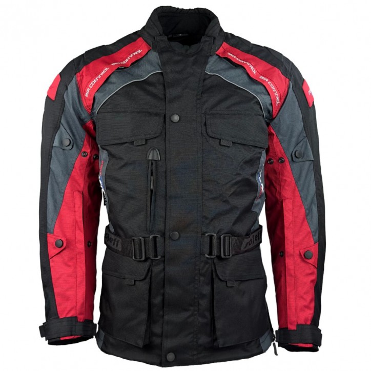 Roleff RO782 - Motorradjacke mit Wind-Tex® Klimamembrane - Belüftung - CE Protektoren - Schwarz / Rot Günstig kaufen