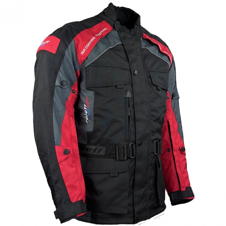 Roleff RO782 - Motorradjacke mit Wind-Tex® Klimamembrane - Belüftung - CE Protektoren - Schwarz / Rot Günstig kaufen