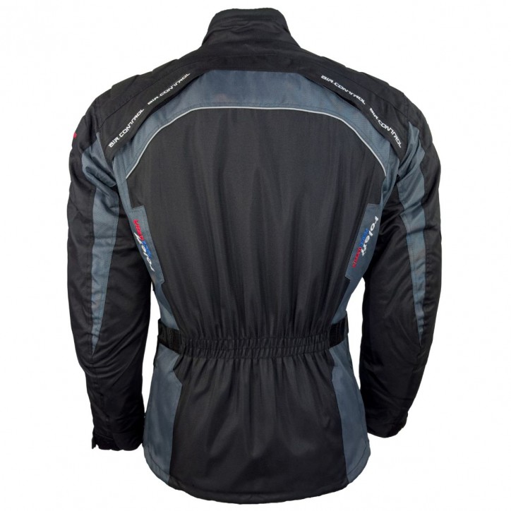 Roleff RO781 - Motorradjacke mit Wind-Tex® Klimamembrane - Belüftung - CE Protektoren - Schwarz / Grau Versandkostenfrei
