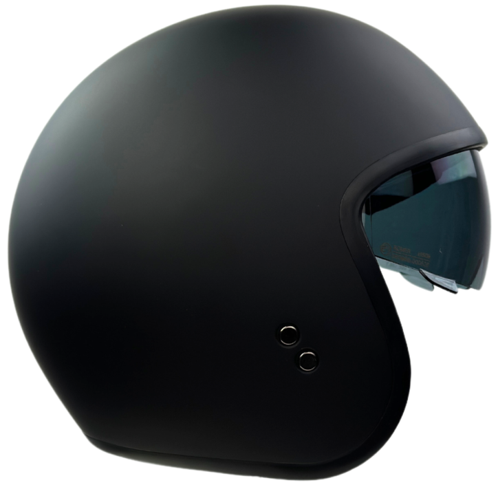 Roleff RR10701 - Römer Jethelm - Motorradhelm mit Sonnenvisier + gratis klarem Visier, mattschwarz Preisnachlass