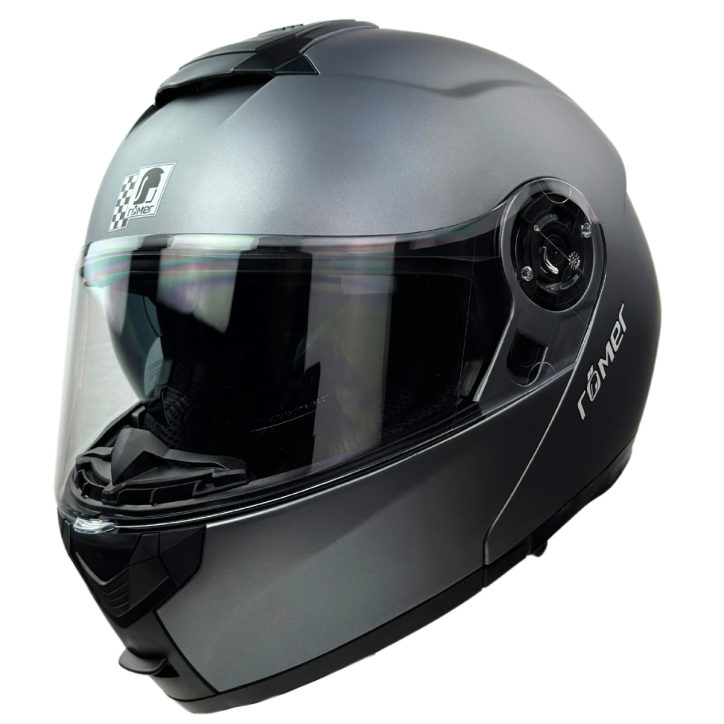 Roleff RR20771 - Römer Klapphelm -Motorradhelm mit Sonnenvisier, titanium- matt Saisonschlussverkauf