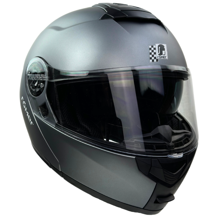 Roleff RR20771 - Römer Klapphelm -Motorradhelm mit Sonnenvisier, titanium- matt Saisonschlussverkauf