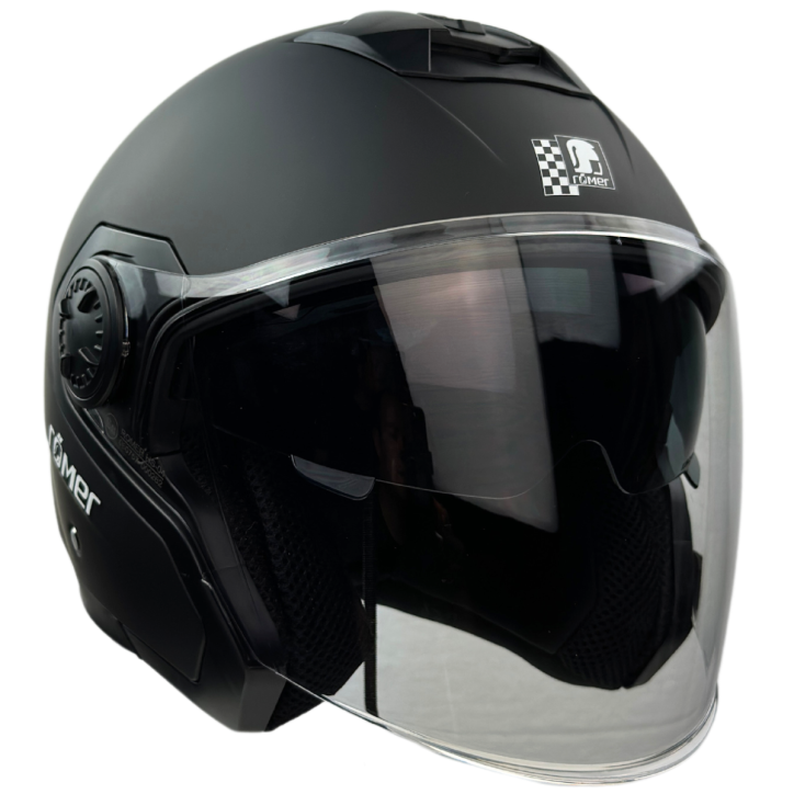 Roleff RR10901 - Römer Jethelm - Motorradhelm mit Sonnenvisier, schwarzmatt Cyber Monday