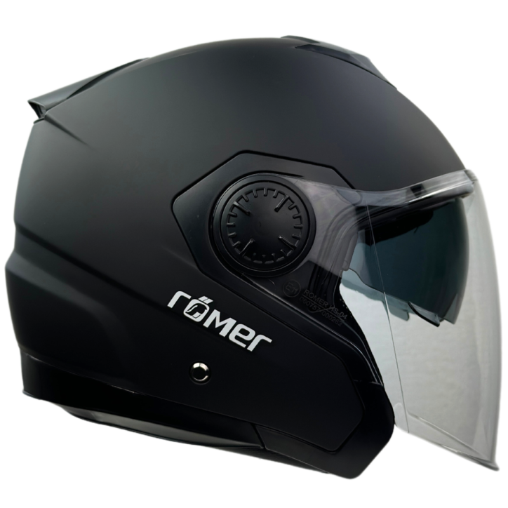 Roleff RR10901 - Römer Jethelm - Motorradhelm mit Sonnenvisier, schwarzmatt Cyber Monday