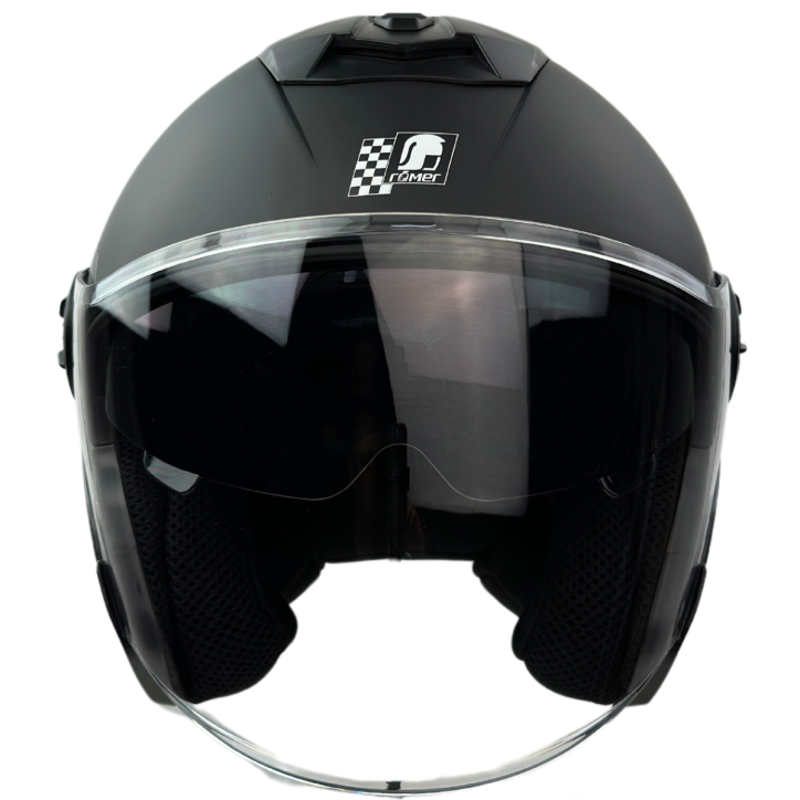 Roleff RR10901 - Römer Jethelm - Motorradhelm mit Sonnenvisier, schwarzmatt Cyber Monday