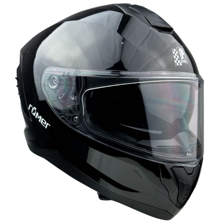 Roleff RR20171 - Römer Motorradhelm - Integralhelm mit Sonnenvisier, schwarz glanz Osterangebot