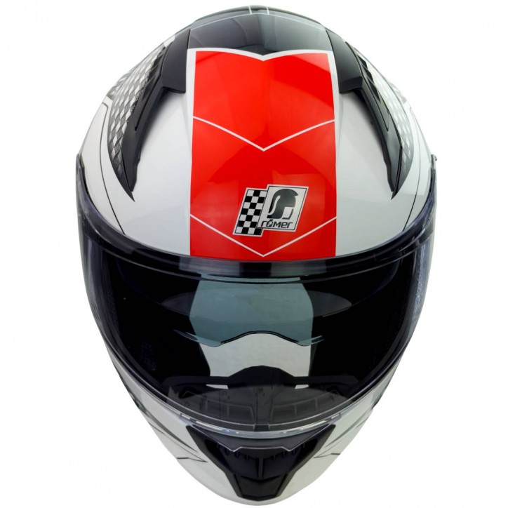 Roleff RO202216 - Integralhelm mit Sonnenvisier, weiss/ schwarz/ rot, glänzend Vatertagsangebot