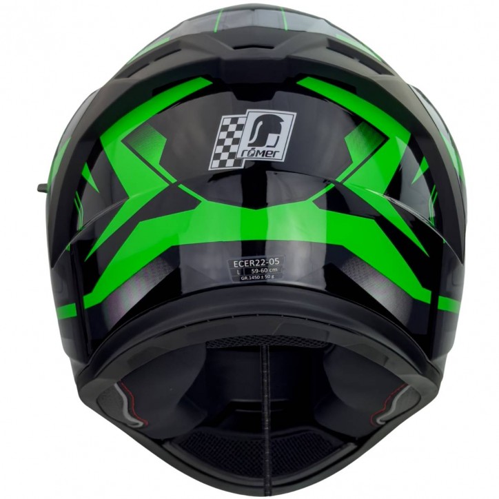 Roleff RO202215 - Integralhelm mit Sonnenvisier, grün glänzend Valentinstagsangebot