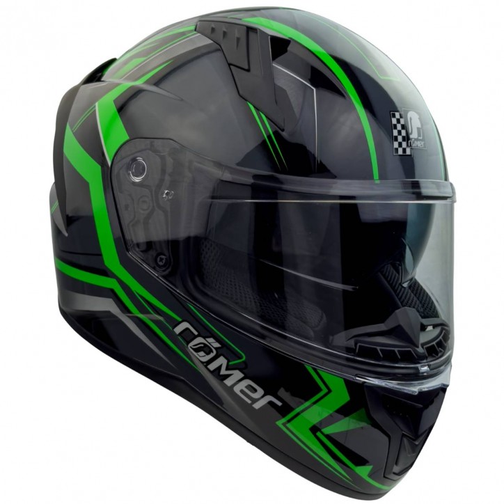 Roleff RO202215 - Integralhelm mit Sonnenvisier, grün glänzend Valentinstagsangebot
