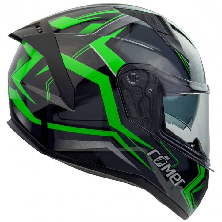 Roleff RO202215 - Integralhelm mit Sonnenvisier, grün glänzend Valentinstagsangebot