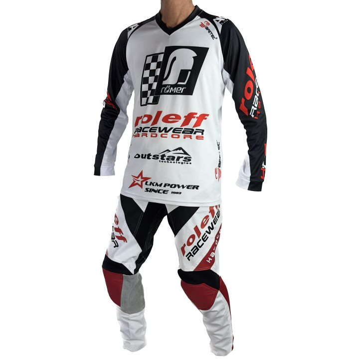Roleff RO872 - MX Hose weiss/rot Motocross- Hose VIP-Rabatte