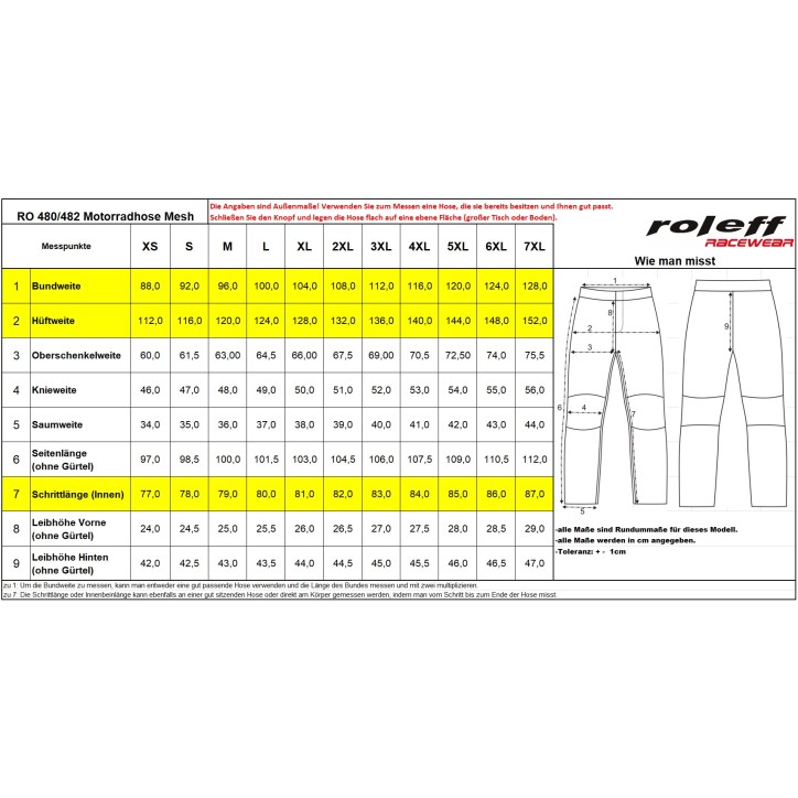 Roleff RO482 - Helle Sommer Motorradhose mit Meshbelüftung und Protektoren Letzte 3 Tage