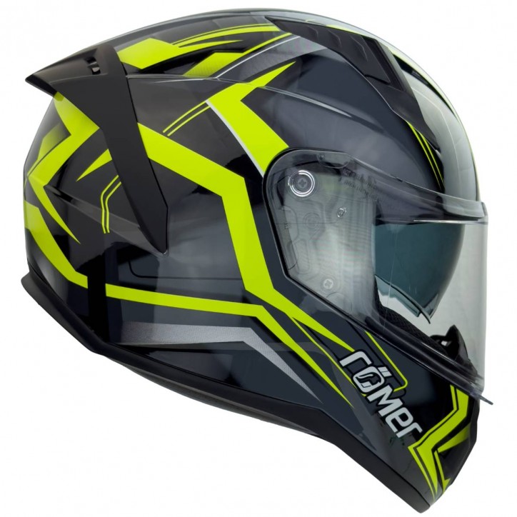 Roleff RO202211 - Integralhelm mit Sonnenvisier, Neongelb glänzend Outlet