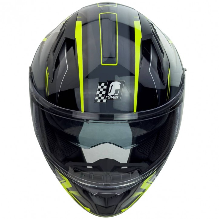 Roleff RO202211 - Integralhelm mit Sonnenvisier, Neongelb glänzend Outlet