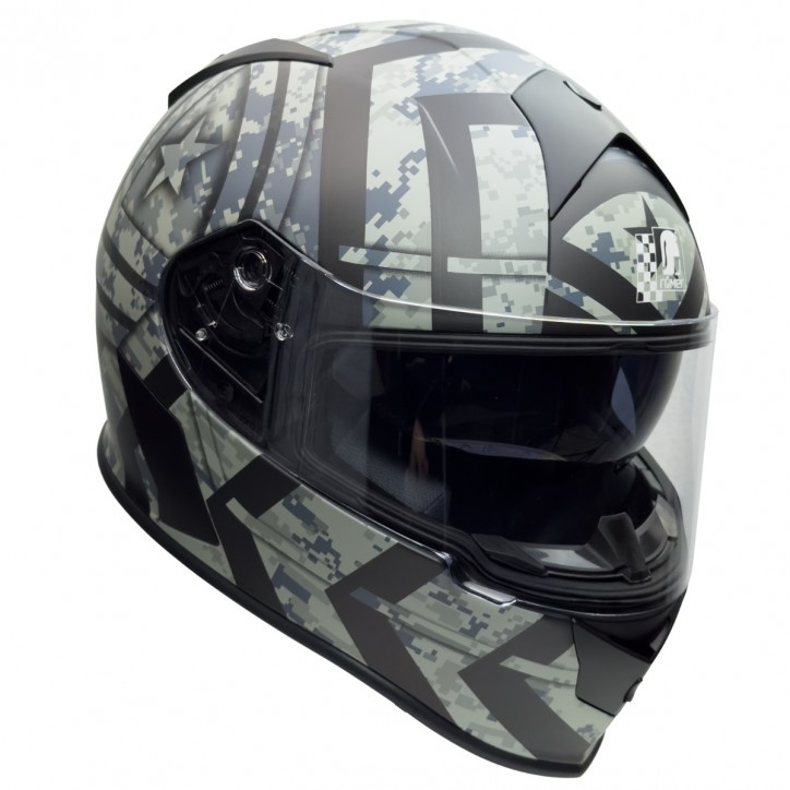 Roleff RO818 - Integralhelm mit Sonnenvisier in schwarz / grau Dekor Verkauf