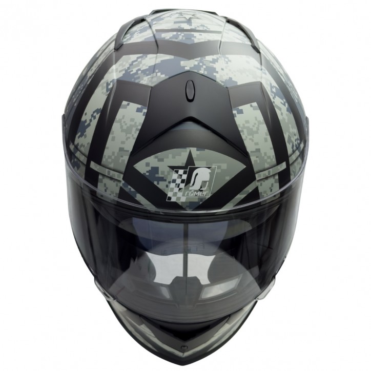 Roleff RO818 - Integralhelm mit Sonnenvisier in schwarz / grau Dekor Verkauf