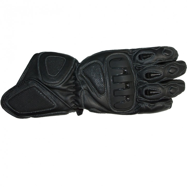 Roleff RO49 - leichter, langer Leder/Textil Motorradhandschuh mit Hartschalen Lagerräumung