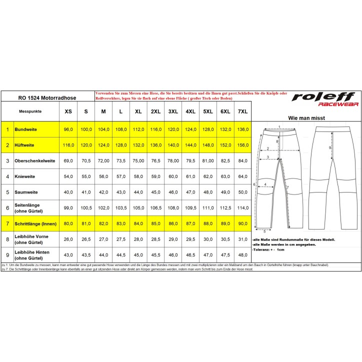 Roleff RO1524 - Helle Motorradhose mit Belüftungssystem und Stretch-Einsätzen Räumungsverkauf