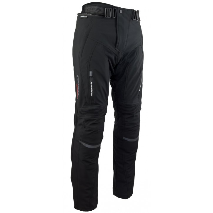Roleff RO400 - Schwarze Softshell Motorradhose mit Belüftungssystem, Klimamembrane und Thermofutter Kauf eins, bekomm eins gratis