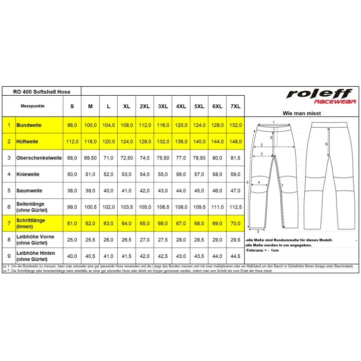Roleff RO400 - Schwarze Softshell Motorradhose mit Belüftungssystem, Klimamembrane und Thermofutter Kauf eins, bekomm eins gratis