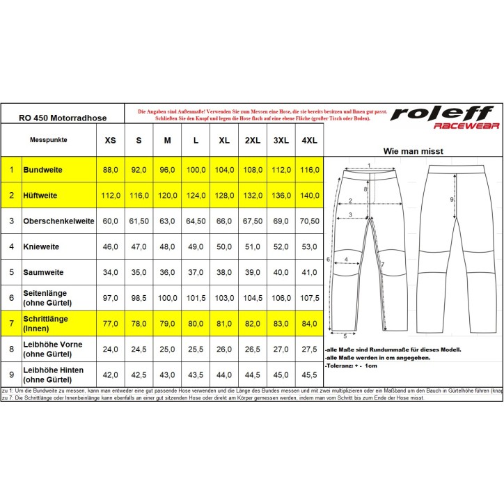 Roleff RO450 - Motorradhose mit Cargotaschen und Thermofutter Kostenlose Rückgabe
