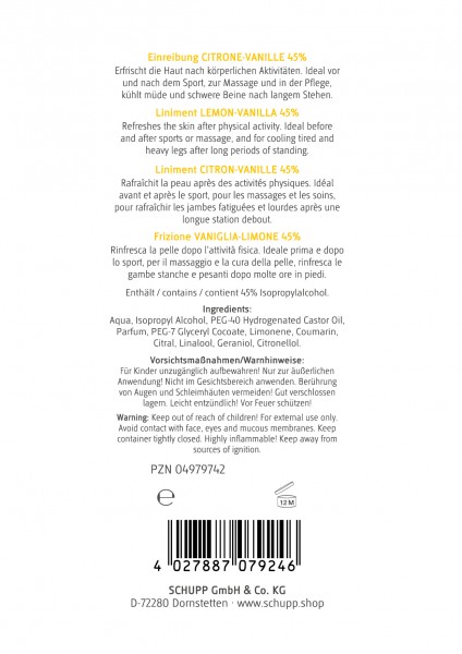 Schupp Einreibung Citrone-Vanille 45% Bestseller