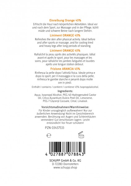 Schupp Einreibung Orange 45% Kauf eins, bekomm eins gratis