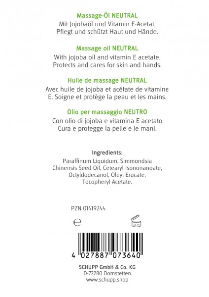 Schupp Massage-Öl Neutral Kostenlose Rückgabe