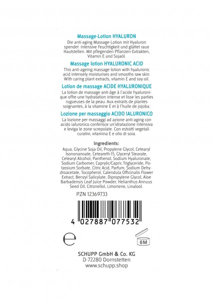 Schupp Massage-Lotion Hyaluron Angebote