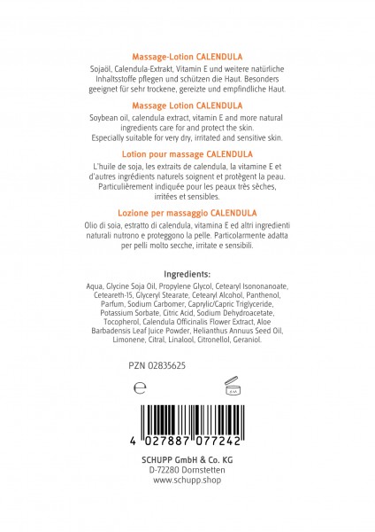 Schupp Massage-Lotion Calendula Kostenloser Versand
