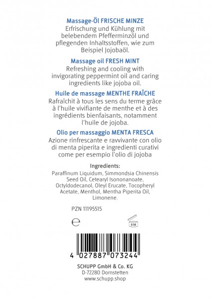 Schupp Massage-Öl Frische Minze Begrenztes Angebot